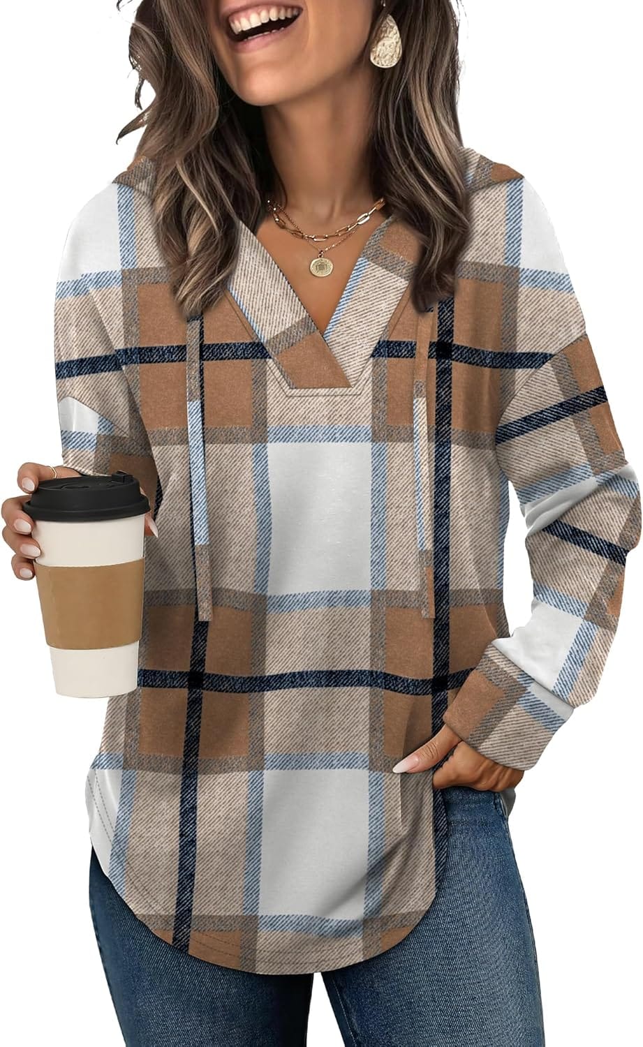 Cozy V-Neck Oversized Hoodie, Perfect Fall Style!