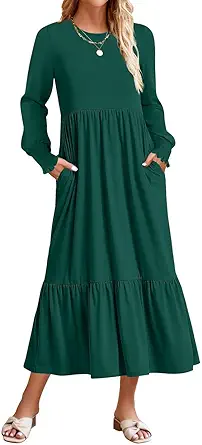 Effortless Elegance: Fall Midi Dress with Pockets