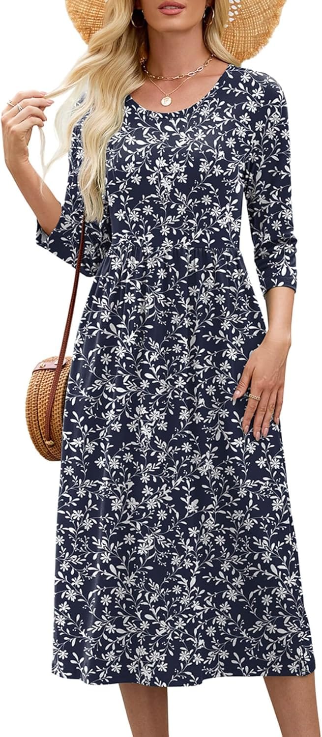 Effortless Elegance: Versatile Midi Dress with Pockets