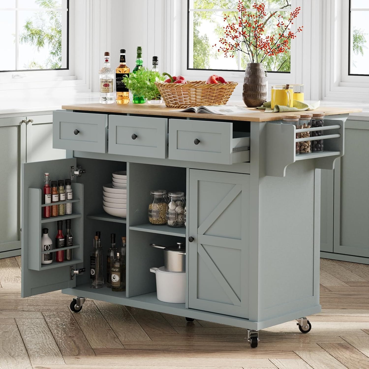 ⭐ Transform Your Cooking Space with a Stylish Rolling Kitchen Island, at an unbeatable price!