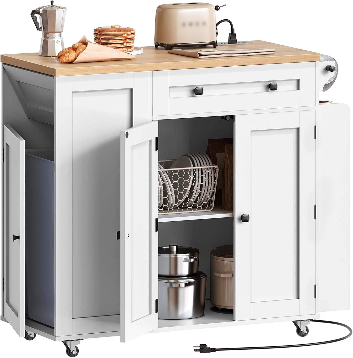 ✨ Transform Your Kitchen Effortlessly with a Versatile Rolling Island Cart – At an Unspecified Price!