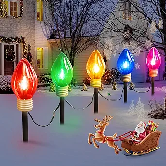 Jumbo C9 Christmas Pathway Lights Outdoor - 8.5 Feet 5 LED C9 Walkway 
